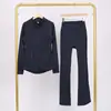 [En Stock] Conjunto de Chaqueta y Pantalones Acampanados Transfronterizo, Abrigo de Manga Larga para Mujer Ajustado, Ropa Deportiva Elástica para Yoga