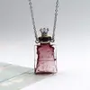 Collar con Colgante de Botella de Aceite Esencial de Vidrio Transparente en Forma de Corazón, Colgante de Botella de Fragancia, Collar Sencillo de Acero de Titanio, Regalo para Amigos y Parejas