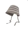Sombrero de Pescador de Punto Liso a Rayas para Mujer Moda Coreana Principios de Otoño Sombrero de Sol Versátil de Moda