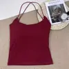 Camiseta sin mangas de algodón puro con tiras finas cruzadas en la espalda, almohadilla en el pecho, versátil, dulce y picante, para chica, Colección Primavera/Verano 2025