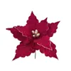 Flores Artificiales Decoración Navideña Flores de Terciopelo Rojo Dorado Flores Decorativas para Interiores y Exteriores Decoraciones para Árbol de Navidad Flores Artificiales