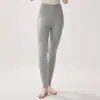 Leggings cálidos de punto de cintura alta para mujer, otoño e invierno, color liso, corte ajustado, mallas interiores 100% cachemira pura