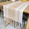Caminho de Mesa Jacquard Estilo Americano Capa para Mesa de Jantar Mesa de Café Artesanal de Alta Qualidade com Franjas Amarradas Tira Longa de Tecido para Aparador