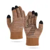 Guantes de Pantalla Táctil Cálidos para Otoño e Invierno de Cinco Dedos Tejidos con Forro de Felpa Engrosados para Montañismo al Aire Libre, Guantes de Lana a Prueba de Frío y Cálidos para Ciclismo