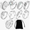 Anillo Giratorio de Plata Tailandesa para la Ansiedad Anillo para el Dedo Índice Multi-Círculo Cuentas de Transferencia Auspicioso Transferencia Moda Coreana Regalo para Novia