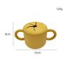Taza de silicona abierta tipo pétalo de flor para snacks, doble asa, fácil de sostener, caja de snacks para bebé, taza de silicona para beber de aprendizaje creativo