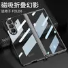 Adecuado para Samsung Zfold8Ultra Funda Transparente para Teléfono Móvil, Pantalla Plegable de Color Sólido, Bisagra Magnética, Cobertura Completa, Transparente Galvanizado