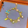 Pulsera de calabaza mariposa oro antiguo de alto color láser tienda de oro con joyería flash nicho lujo cuatro hojas