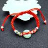 Pulsera de Cuerda Roja Étnica Colorida con Hebilla de Seguridad de Calcedonia Jade Festival del Bote Dragón Joyería de Cuerda Roja Joyería Hecha a Mano