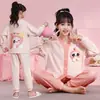 Comercio Exterior 2025 Pijamas de Niña Manga Larga Terciopelo Alemán Primavera y Otoño Kimono Pijamas Infantiles para Niña Conjunto de Ropa de Casa para Usar como Exterior