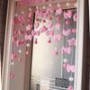 Cortina de porta simples estilo japonês rosa planeta cortina de porta de quarto de menina cortina de porta de tecido meia cortina sem perfuração cortina decorativa de cozinha