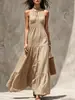 Vestido Halter de Estilo Europeo y Americano Transfronterizo para Mujer, Vestido de Pasteles Largo con Cuello en V y Cintura Ceñida para Verano, Estilo Vacacional