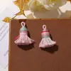 Colgante de borla de hilo de algodón corto color crema Accesorio para llavero de bolsa DIY Funda de teléfono