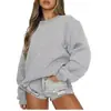 Sudaderas Casuales Deportivas Unisex Transfronterizas Cuello Redondo Pulóveres Hip-Hop Color Sólido Con Felpa Manga Larga Camisetas Base Venta al por Mayor