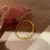 "O Tempo Chega" Anel de Corrida Dourado Escovado para Mulheres, Anel de Dedo Indicador de Luxo Acessível Retrô, Anel de Nicho Simples e Versátil