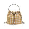 Bolso de Cubo de Lona a Cuadros Popular de Este Año para Mujer 2025 Nuevo Bolso de Hombro con Cadena y Cordón Ajustable Bolso Cruzado Versátil y a la Moda
