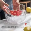 Cuenco de vidrio con borde dorado estilo japonés, plato transparente para frutas, cuenco de ensalada de verduras de moda, vajilla para platos fríos y fideos del hogar