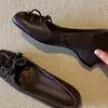 Zapatos Estilo Vintage con Lazo para Mujeres Petites, con Tacón Oculto de 5 cm, Punta Cuadrada, Zapatos Negros Gruesos sin Cordones de Corte Bajo