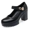 Plataforma impermeable de larga duración, zapatos versátiles de cuero suave con suela gruesa, cómodos para estar de pie, tacón grueso, zapatos de cuero para mujer, antideslizantes, adecuados para cheongsams y desfiles de moda