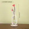 Vaso de Ferro Estilo Nórdico, Ornamento de Decoração de Mesa, Peça de Arte Colorida Vazada de Luxo Leve, Decoração Suave para Arranjo de Flores