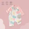 Mameluco de bebé transpirable, hipoalergénico y suave, cómodo para recién nacidos, diseño de algodón puro para otoño con frente ligeramente abierto, enterizo para bebé