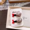 Grampo de cabelo infantil estilo coreano para outono e inverno, estampa de leopardo, personagem de desenho animado, laço, cauda de andorinha, borboleta, clip BB geométrico, elástico para rabo de cavalo