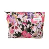 Bolsa de Maquillaje Jacquard Floral Estilo Francés Campestre con Cremallera Bolsa de Almacenamiento Cosmético Bolsa de Tela Portátil para Viaje
