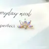 Pendientes de Titanio F-136 Aleación de Titanio Circonia Flor de Loto G23 Titanio Rosca Interna Circonia Labret Piercing Joyería Cabeza