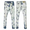 Transfronterizo 2026 Primavera/Verano Nuevo Estilo Teñido Salpicado Marca de Moda Rasgados Americanos Ajustados High-Street Jeans Skinny para Hombre