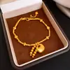 Pulseira Geométrica Redonda com Contas Banhada a Ouro Real 24K Estilo Chinês, Pulseira de Luxo Leve de Alta Qualidade, Joia de Mão Moderna e Personalizada