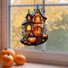 Sombrero de Bruja Mágico de Calabaza de Halloween Transfronterizo Colgante Acrílico 2D Decoración de Ventana Colgante de Porche Decoración de Halloween