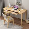 Escritorio de Madera Maciza Nórdico, Escritorio Simple para Hogar, Dormitorio u Oficina, Escritorio de Estudio para Escribir, Escritorio con Almacenamiento para Computadora de Escritorio en el Dormitorio