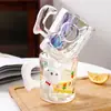 Conejo lindo de dibujos animados vidrio pintado a mano de alto valor taza de agua de oficina en casa taza de leche para el desayuno taza de café venta al por mayor