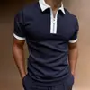 Ropa de Hombre Transfronteriza de Exportación Europea y Americana 2025 Camiseta Polo de Manga Corta con Cremallera Estampada en 3D para Hombre Color Puro Envío Gratis