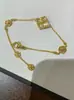 Alegria Chefe JoePesado! Pulseira Bucci com Pedra Olho de Tigre Madrepérola a Laser Trevo Vintage Nova Tendência Estilo Chinês Três Flores