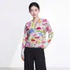 Shenzhen Nanyou Roupas Femininas de Alta Qualidade Estampada Manga Longa Gola Redonda Solta Cobre Imperfeições Emagrecimento Fashionável Versátil para o Trabalho Camiseta Miyake