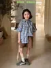 Nueva Camisa de Cuadros Estilo Coreano para Niños, Camisa de Manga Larga con Cuello para Primavera y Otoño para Niños y Niñas, Top Versátil para Niños Mayores, Camisa de Moda