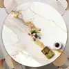 Toalha de mesa redonda estilo ins mais vendida com uma sensação criativa, de alta qualidade e luxo leve, tecido decorativo com padrão de mármore