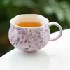 Taza de té pequeña Wisteria Chunying, un juego de té de cerámica de alta gama y personalizado para uso individual, con una taza de té con asa, perfecta para té y café