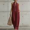 En stock: 2026 Colección de primavera/verano transfronteriza europea y americana de Amazon - Mono casual sin mangas simple y elegante para mujer, hecho de algodón y lino