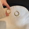 Pendientes con diseño de orejas de conejo de Dongdaemun, elegantes pendientes coreanos con hebilla de oreja, pendientes de aguja de plata chapados en plata para mujer.