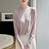 Nuevo Top Básico de Manga Larga con Cuello Semi Alto para Mujer, Adelgazante, Versátil, Estilo para Ir al Trabajo, Tejido de Punto Fino