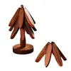 Tapete Isolante de Madeira Maciça Doméstico Resistente a Altas Temperaturas Tapete para Panela Tapete de Mesa de Jantar Porta-Copo Tapete Anti-Escaldante para Caçarola Árvore de Natal Tapete Isolante de Bambu