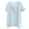 Camisa de Manga Corta Sencilla de Color Sólido de Algodón y Lino Nueva de Verano Transfronteriza Camiseta Juvenil Estilo Chino Camisa de Moda para Hombre