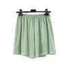 Calça capri de cor sólida fina tamanho grande solta perna larga cintura alta modeladora shorts de pijama para mulheres verão casual japonês e coreano roupa de casa