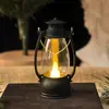 Linterna mini retro lámpara de vela electrónica LED luz de noche portátil lámpara de queroseno creativa adornos de lámpara de viento