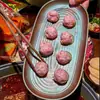 Vajilla Estilo Hot Pot Shanhuanshuanyu, Plato Redondo para Pasta de Camarón, Plato para Albóndigas de Trufa Negra, Plato de Melamina para Carne de Tres Pimientas