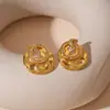 Pendientes Irregulares Redondos de Circonita Metálica Estilo Europeo y Americano, Chapados en Oro Real, Pendientes Elegantes de Nicho de Gama Alta para Mujer