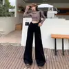 26 Pantalones Anchos de Pierna Ancha Sueltos de Cintura Alta Retro Nuevos Versátiles de Longitud Completa Pantalones de Campana Pantalones Largos para Mujer Envío Directo Extendido