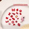 Año Nuevo Rojo Lunares Lazo Arte de Uñas Joyería Rojo Chino Carácter de Bendición Lingote Propicio Deseoso Accesorios de Uña Portátiles